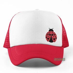 🆕Ladybug Corner Foam Trucker Hat Mesh Snapback Cap Red/White